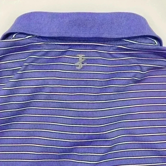 Izod Golf Mens Short‎ Sleeve Striped Polo Shirt. Sz Large & Purple - Picture 4 of 8